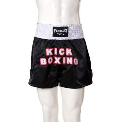 Шорти FORCE 1 KICK BOXING черни с бял колан F-1069-1