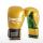 Боксови ръкавици от естествена кожа FORCE 1 златисто/зелено с бяло лого F-2002-B