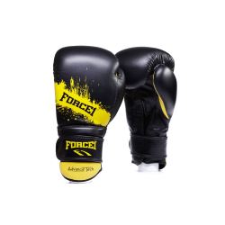 Боксови ръкавици - FORCE 1 черни с жълто F-985