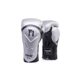 Боксови ръкавици от естествена кожа FORCE 1 F1 - сребристи