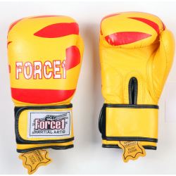 Боксови ръкавици от естествена кожа FORCE 1 жълто/червено - F-1024