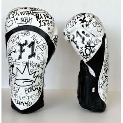 Боксови ръкавици от естествена кожа FORCE 1 F1 - GRAFFITI WHITE