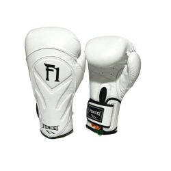 Боксови ръкавици от естествена кожа FORCE 1 F1 - бели