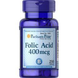 Puritan's Pride ФОЛИЕВА КИСЕЛИНА 400 mcg, 250 таблетки