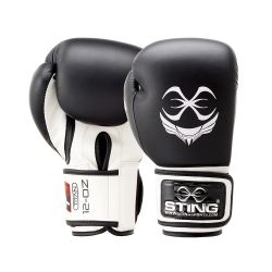 Боксови ръкавици естествена кожа STING Titan черно/бяло STG-1110