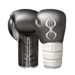 Боксови ръкавици естествена кожа STING Viper сиви с връзки STG-1115
