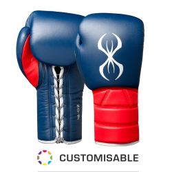 Боксови ръкавици естествена кожа STING Predator синьо/червено с връзки STG-1116