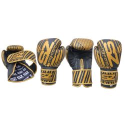 БОКСОВИ РЪКАВИЦИ ЕСТЕСТВЕНА КОЖА - PLASMA 2.0 BLACK/GOLD - SZ FIGHTERS