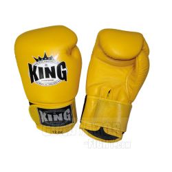 Боксови ръкавици от естествена кожа - TWINS KING жълти KING-1000