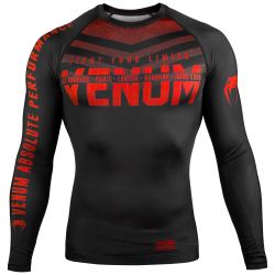 РАШГАРД - VENUM SIGNATURE RASHGUARD - LONG SLEEVES - BLACK/RED​