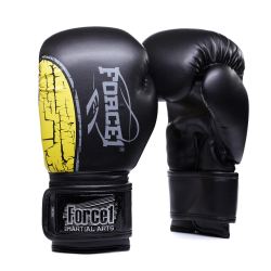 Боксови ръкавици FORCE 1 черни с жълта шарка F-1600