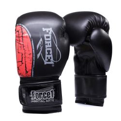 Боксови ръкавици FORCE 1 черни с червена шарка F-1600