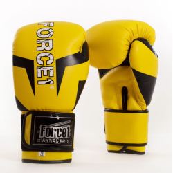 Боксови ръкавици FORCE 1 жълти с черна шарка F-900