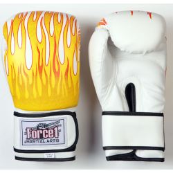 Боксови ръкавици FORCE 1 бели с шарка F-1007