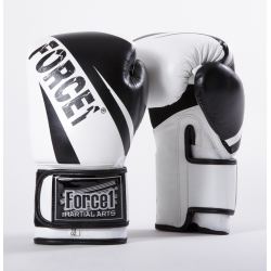 Боксови ръкавици от естествена кожа FORCE 1 бяло/черно F-3003