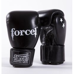 Боксови ръкавици от естествена кожа FORCE 1 черни F-1016