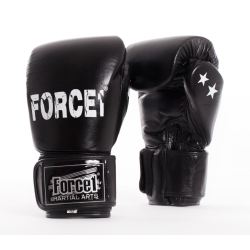 Боксови ръкавици от естествена кожа FORCE 1 черни F1026