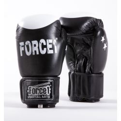 Боксови ръкавици от естествена кожа FORCE 1 черни F1017