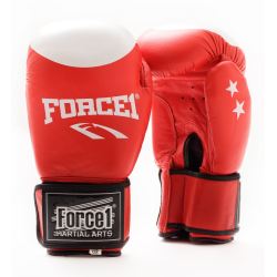 Боксови ръкавици от естествена кожа FORCE 1 червени F1017