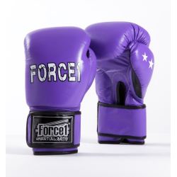 Боксови ръкавици от естествена кожа FORCE 1 лилави с черен палец F-1020