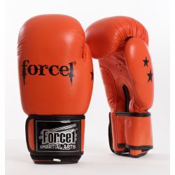 Боксови ръкавици от естествена кожа FORCE 1 оранжеви F-1014