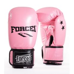 Боксови ръкавици от естествена кожа FORCE 1 розови F-1014