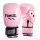 Боксови ръкавици от естествена кожа FORCE 1 розови с бял палец F-1020