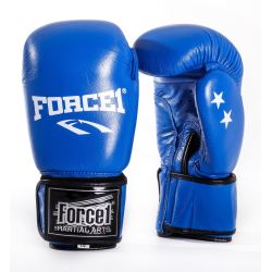 Боксови ръкавици от естествена кожа FORCE 1 сини F-1014