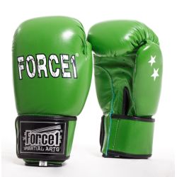 Боксови ръкавици от естествена кожа FORCE 1 зелени F-1014