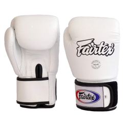 Боксови ръкавици от естествена кожа FAIRTEX бели BGV1