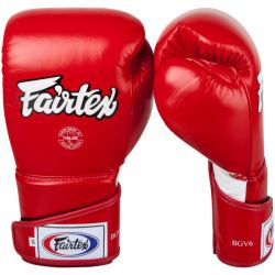 Боксови ръкавици от естествена кожа FAIRTEX червени BGV6