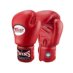 Боксови ръкавици от естествена кожа TWINS SPECIAL червени T-1001