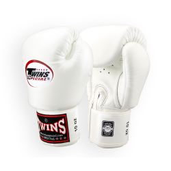 Боксови ръкавици от естествена кожа TWINS SPECIAL бели T-1001