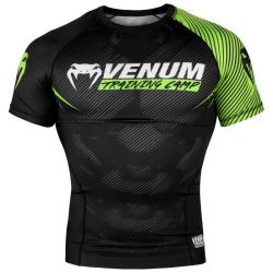 Рашгард - VENUM TRAINING CAMP 2.0 RASHGUARD - SHORT SLEEVES - BLACK/NEO YELLOW